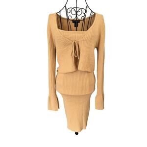 House of Harlow Ribbed Tan Two Piece Set Size S